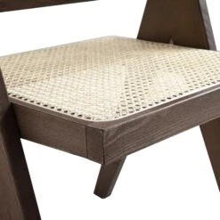 Jeanne Dark Walnut Cane Rattan Solid Beech Wood Dining Chair -FINZ Furniture Shop XN 1933C DARKWALNUT detail2