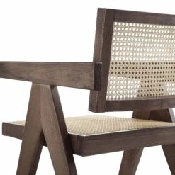 Jeanne Dark Walnut Cane Rattan Solid Beech Wood Dining Chair -FINZ Furniture Shop XN 1933C DARKWALNUT detail3