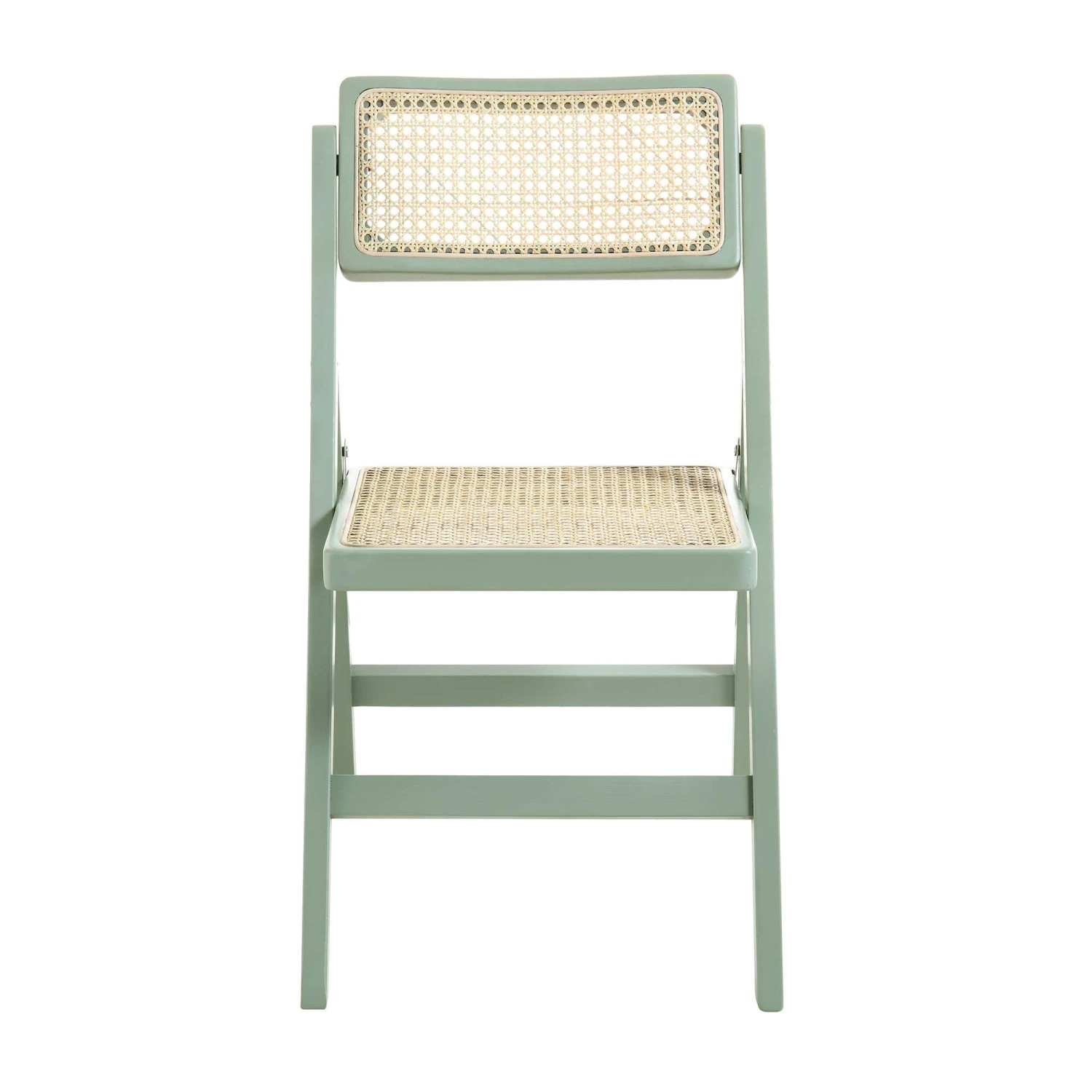 Frances Set Of 2 Folding Cane Rattan Chairs, Mint 8 Frances Set Of 2 Folding Cane Rattan Chairs, Mint - Image 6