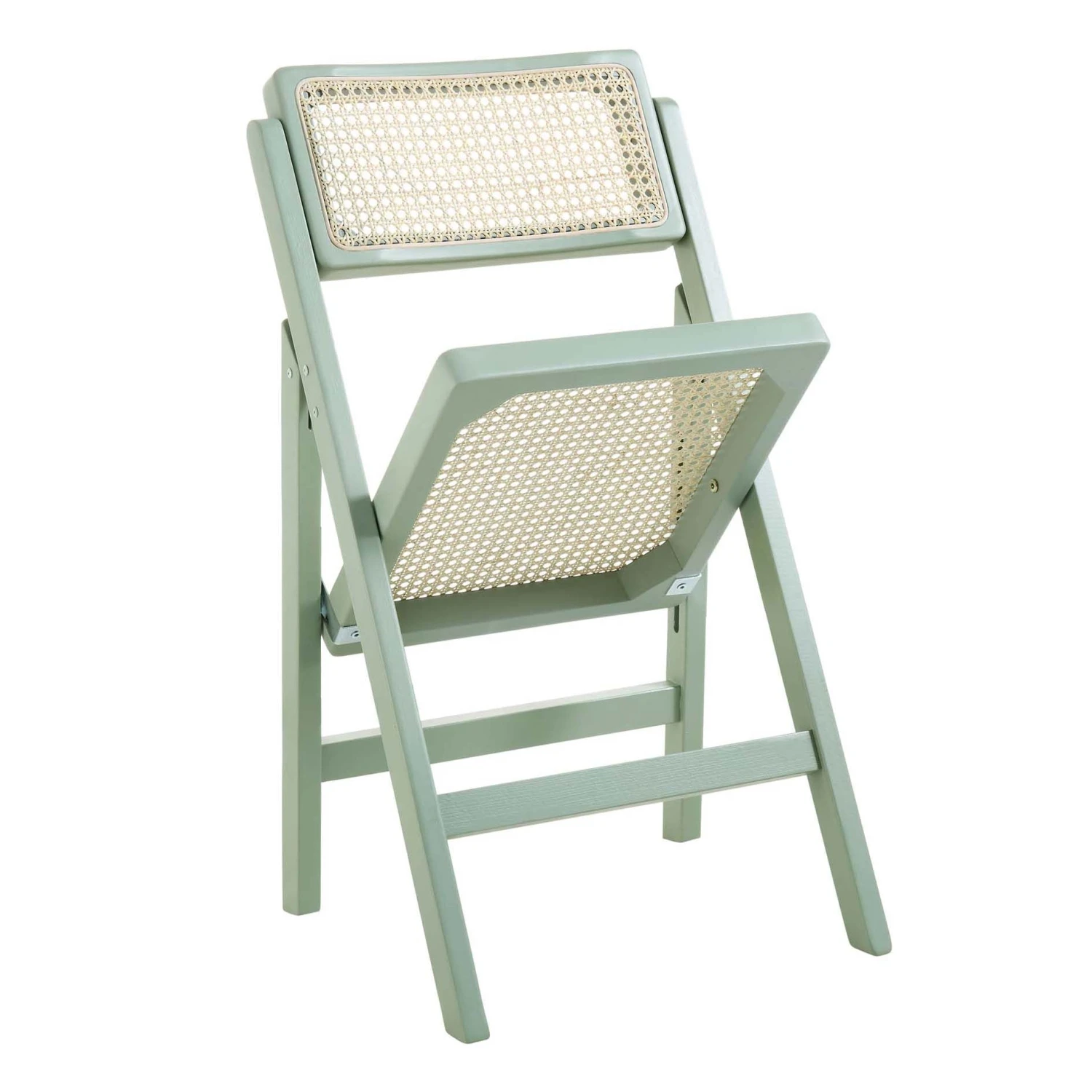 Frances Set Of 2 Folding Cane Rattan Chairs, Mint 10 Frances Set Of 2 Folding Cane Rattan Chairs, Mint - Image 8