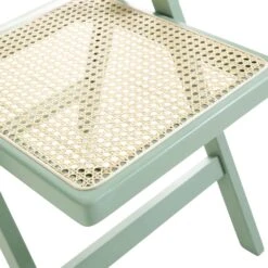 Frances Set Of 2 Folding Cane Rattan Chairs, Mint 28 Frances Set Of 2 Folding Cane Rattan Chairs, Mint -FINZ Furniture Shop XN 2054 SAGE 2P detail2