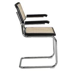 Rayna Pair Of 2 Solid Beech Dining Chairs With Armrests, Natural Cane & Chrome (Black) 15 Rayna Pair Of 2 Solid Beech Dining Chairs With Armrests, Natural Cane & Chrome (Black) -FINZ Furniture Shop XN 2056 BLACK 2P 2