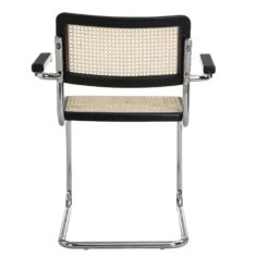 Rayna Pair Of 2 Solid Beech Dining Chairs With Armrests, Natural Cane & Chrome (Black) 18 Rayna Pair Of 2 Solid Beech Dining Chairs With Armrests, Natural Cane & Chrome (Black) -FINZ Furniture Shop XN 2056 BLACK 2P 4