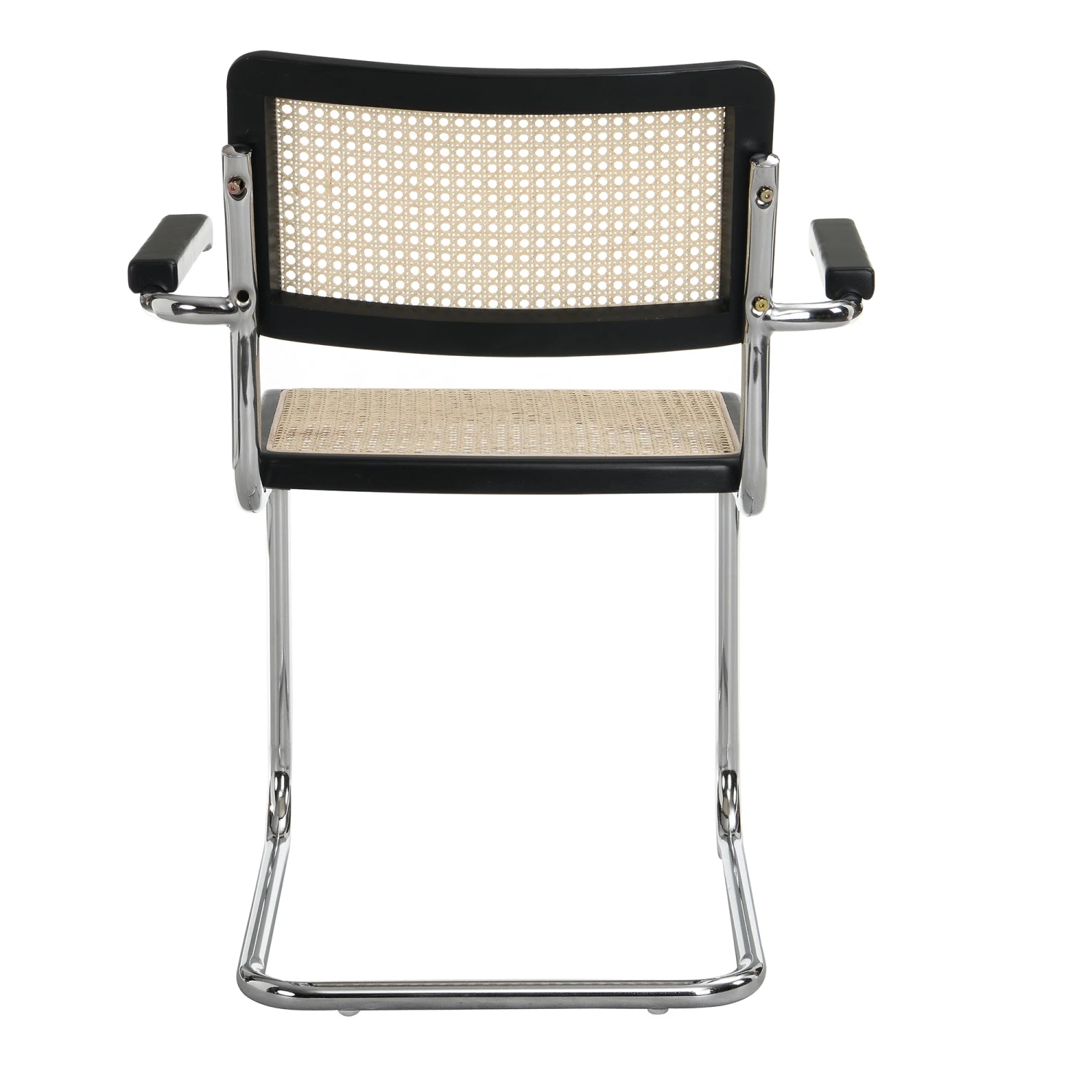 Rayna Pair Of 2 Solid Beech Dining Chairs With Armrests, Natural Cane & Chrome (Black) 8 Rayna Pair Of 2 Solid Beech Dining Chairs With Armrests, Natural Cane & Chrome (Black) - Image 6