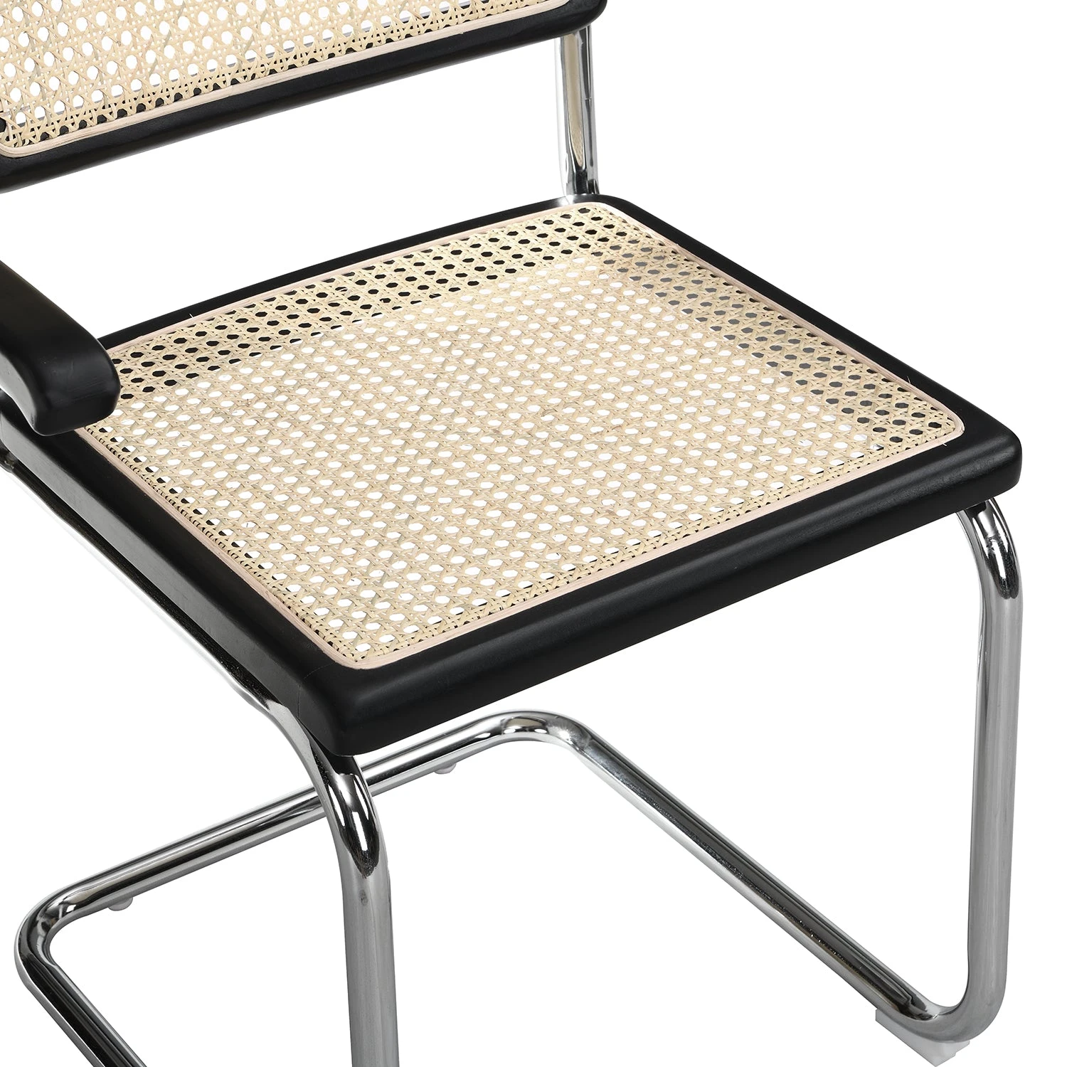 Rayna Pair Of 2 Solid Beech Dining Chairs With Armrests, Natural Cane & Chrome (Black) 11 Rayna Pair Of 2 Solid Beech Dining Chairs With Armrests, Natural Cane & Chrome (Black) - Image 9