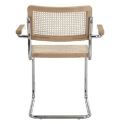 Rayna Pair Of 2 Solid Beech Dining Chairs With Armrests, Natural Cane & Chrome (Natural) 16 Rayna Pair Of 2 Solid Beech Dining Chairs With Armrests, Natural Cane & Chrome (Natural) -FINZ Furniture Shop XN 2056 NAT 2P 4