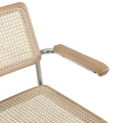 Rayna Pair Of 2 Solid Beech Dining Chairs With Armrests, Natural Cane & Chrome (Natural) 18 Rayna Pair Of 2 Solid Beech Dining Chairs With Armrests, Natural Cane & Chrome (Natural) -FINZ Furniture Shop XN 2056 NAT 2P detail2