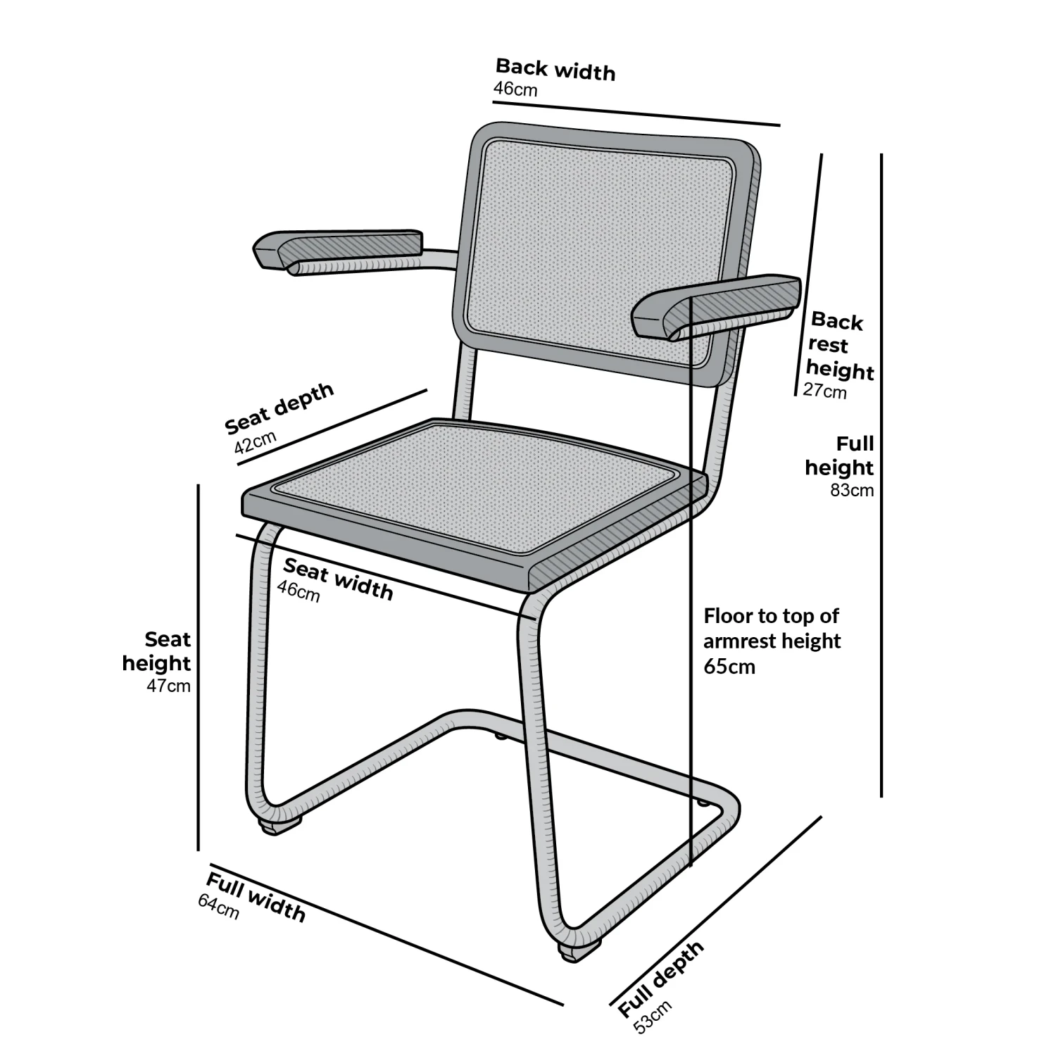 Rayna Pair Of 2 Solid Beech Dining Chairs With Armrests, Natural Cane & Chrome (Natural) 7 Rayna Pair Of 2 Solid Beech Dining Chairs With Armrests, Natural Cane & Chrome (Natural) - Image 5
