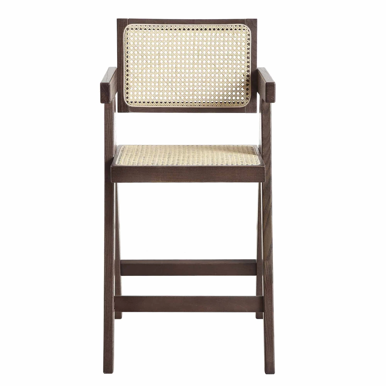 Jeanne Dark Walnut Cane Rattan Solid Beech Wood Counter Stool 6 Jeanne Dark Walnut Cane Rattan Solid Beech Wood Counter Stool - Image 4