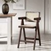 Jeanne Dark Walnut Cane Rattan Solid Beech Wood Counter Stool 1 Jeanne Dark Walnut Cane Rattan Solid Beech Wood Counter Stool -FINZ Furniture Shop XN 2211 DARKWALNUT scene1