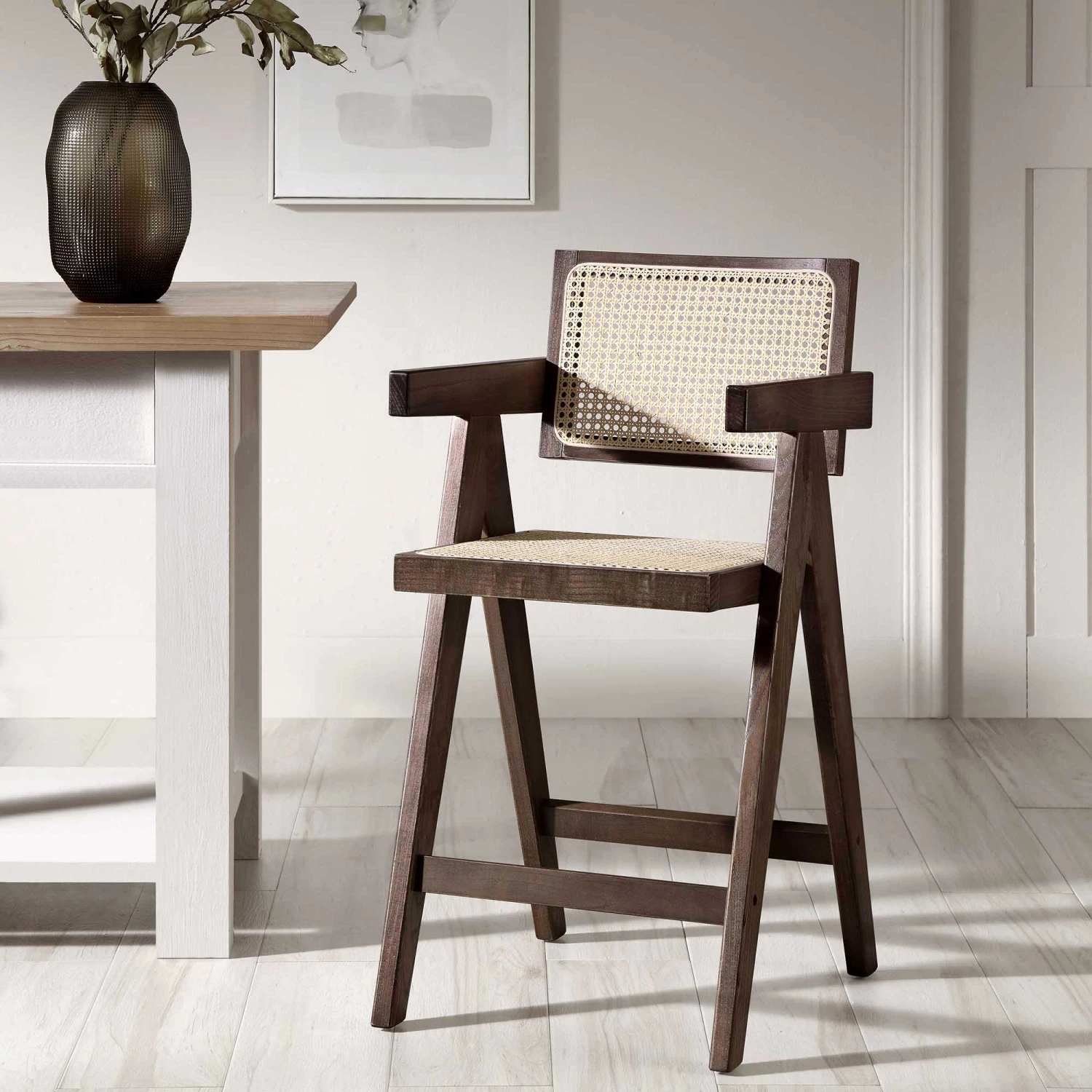 Jeanne Dark Walnut Cane Rattan Solid Beech Wood Counter Stool 3 Jeanne Dark Walnut Cane Rattan Solid Beech Wood Counter Stool