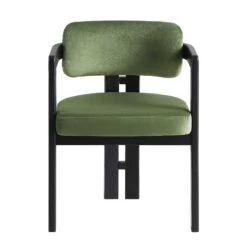 Stanford Curved Oak Frame Upholstered Chair, Moss Green Velvet Black Frame 25 Stanford Curved Oak Frame Upholstered Chair, Moss Green Velvet Black Frame -FINZ Furniture Shop XNDCH 727 GREEN VEL WB1