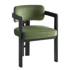 Stanford Curved Oak Frame Upholstered Chair, Moss Green Velvet Black Frame 27 Stanford Curved Oak Frame Upholstered Chair, Moss Green Velvet Black Frame -FINZ Furniture Shop XNDCH 727 GREEN VEL WB2