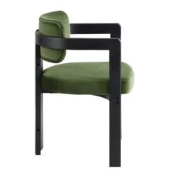 Stanford Curved Oak Frame Upholstered Chair, Moss Green Velvet Black Frame 28 Stanford Curved Oak Frame Upholstered Chair, Moss Green Velvet Black Frame -FINZ Furniture Shop XNDCH 727 GREEN VEL WB3