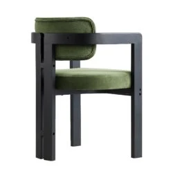 Stanford Curved Oak Frame Upholstered Chair, Moss Green Velvet Black Frame 29 Stanford Curved Oak Frame Upholstered Chair, Moss Green Velvet Black Frame -FINZ Furniture Shop XNDCH 727 GREEN VEL WB4