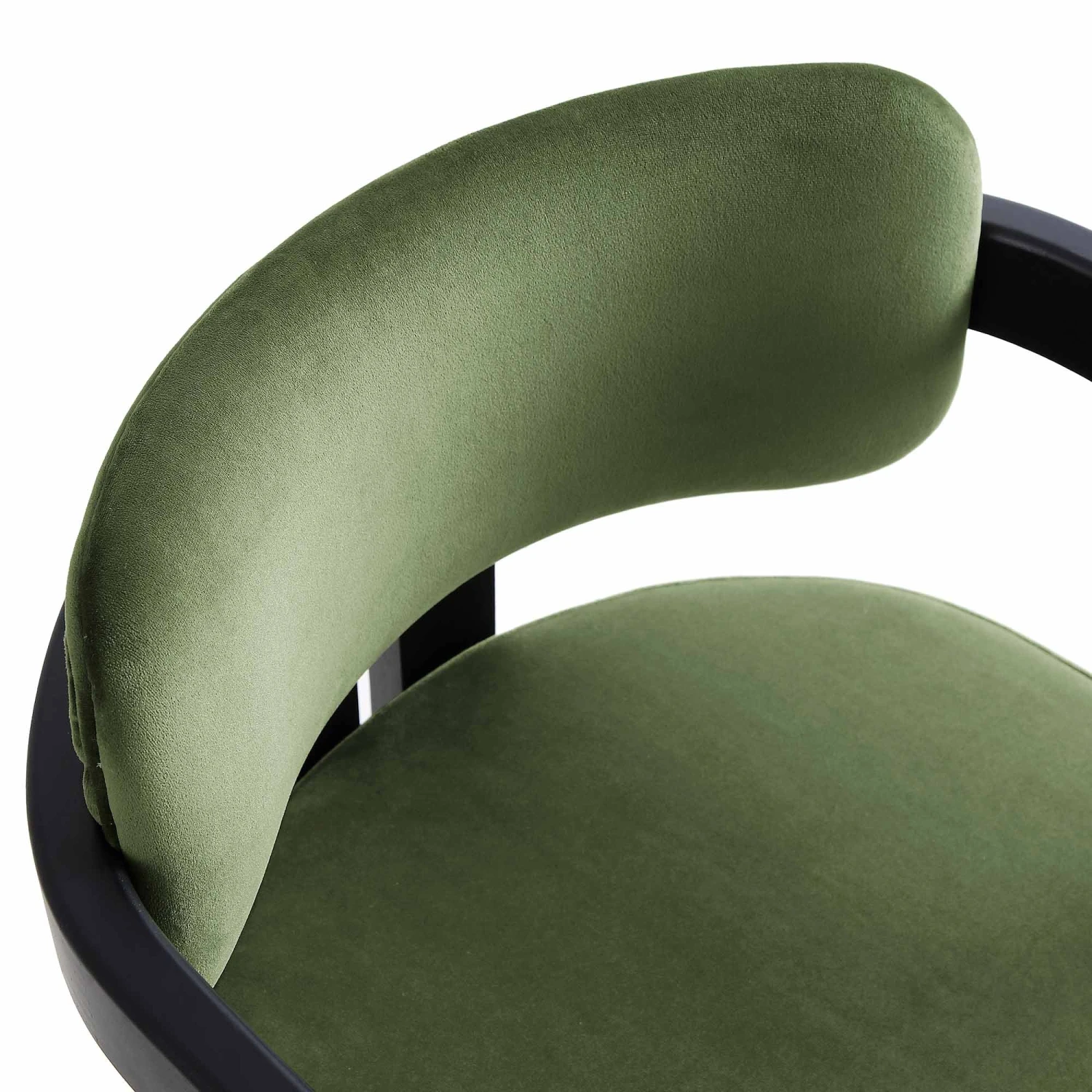 Stanford Curved Oak Frame Upholstered Chair, Moss Green Velvet Black Frame 16 Stanford Curved Oak Frame Upholstered Chair, Moss Green Velvet Black Frame - Image 14