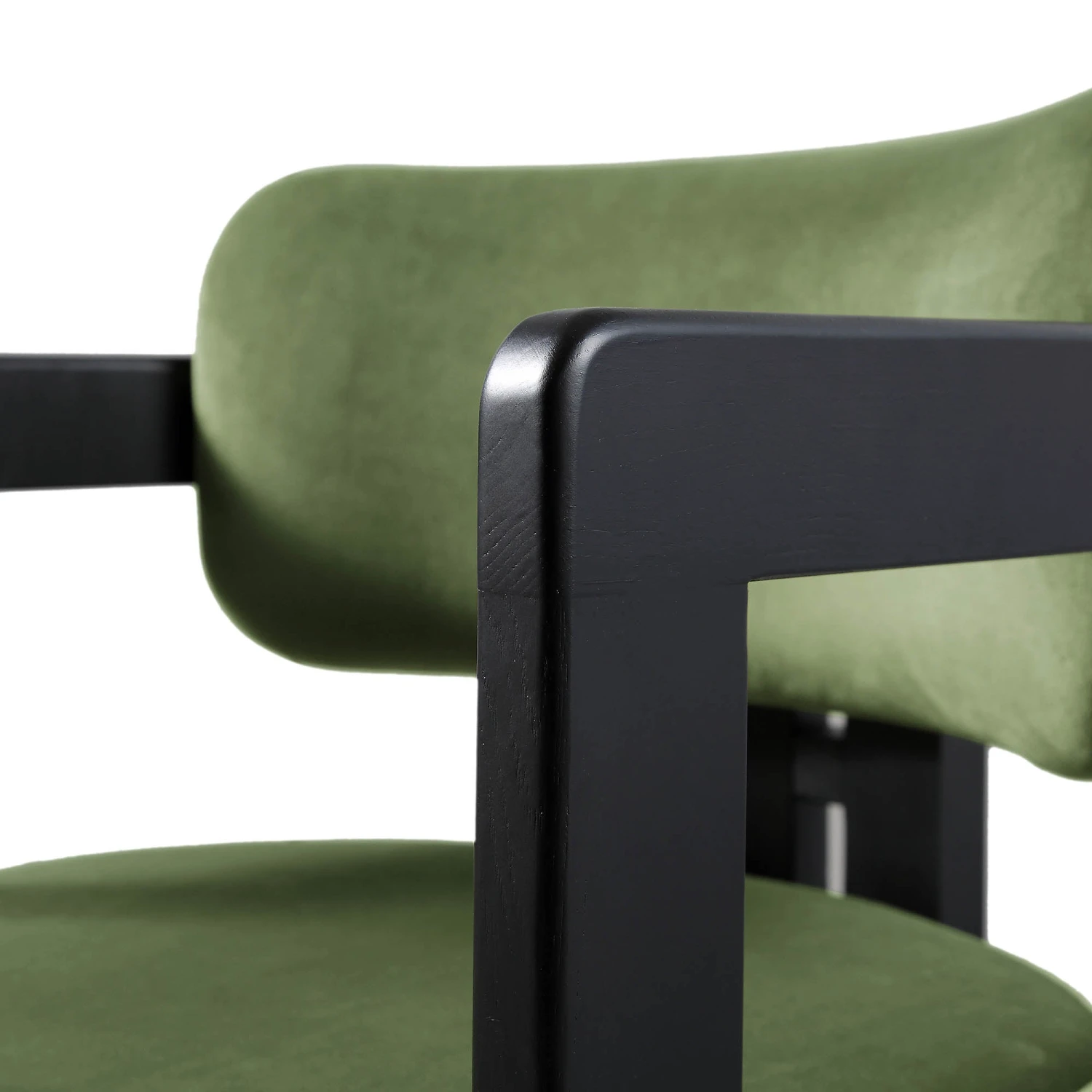 Stanford Curved Oak Frame Upholstered Chair, Moss Green Velvet Black Frame 17 Stanford Curved Oak Frame Upholstered Chair, Moss Green Velvet Black Frame - Image 15