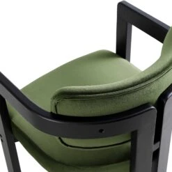 Stanford Curved Oak Frame Upholstered Chair, Moss Green Velvet Black Frame 34 Stanford Curved Oak Frame Upholstered Chair, Moss Green Velvet Black Frame -FINZ Furniture Shop XNDCH 727 GREEN VEL detail3