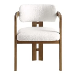 Stanford Curved Oak Frame Upholstered Chair, White Boucle Light Walnut Frame 20 Stanford Curved Oak Frame Upholstered Chair, White Boucle Light Walnut Frame -FINZ Furniture Shop XNDCH 727 WHITE BOUCLE WB1