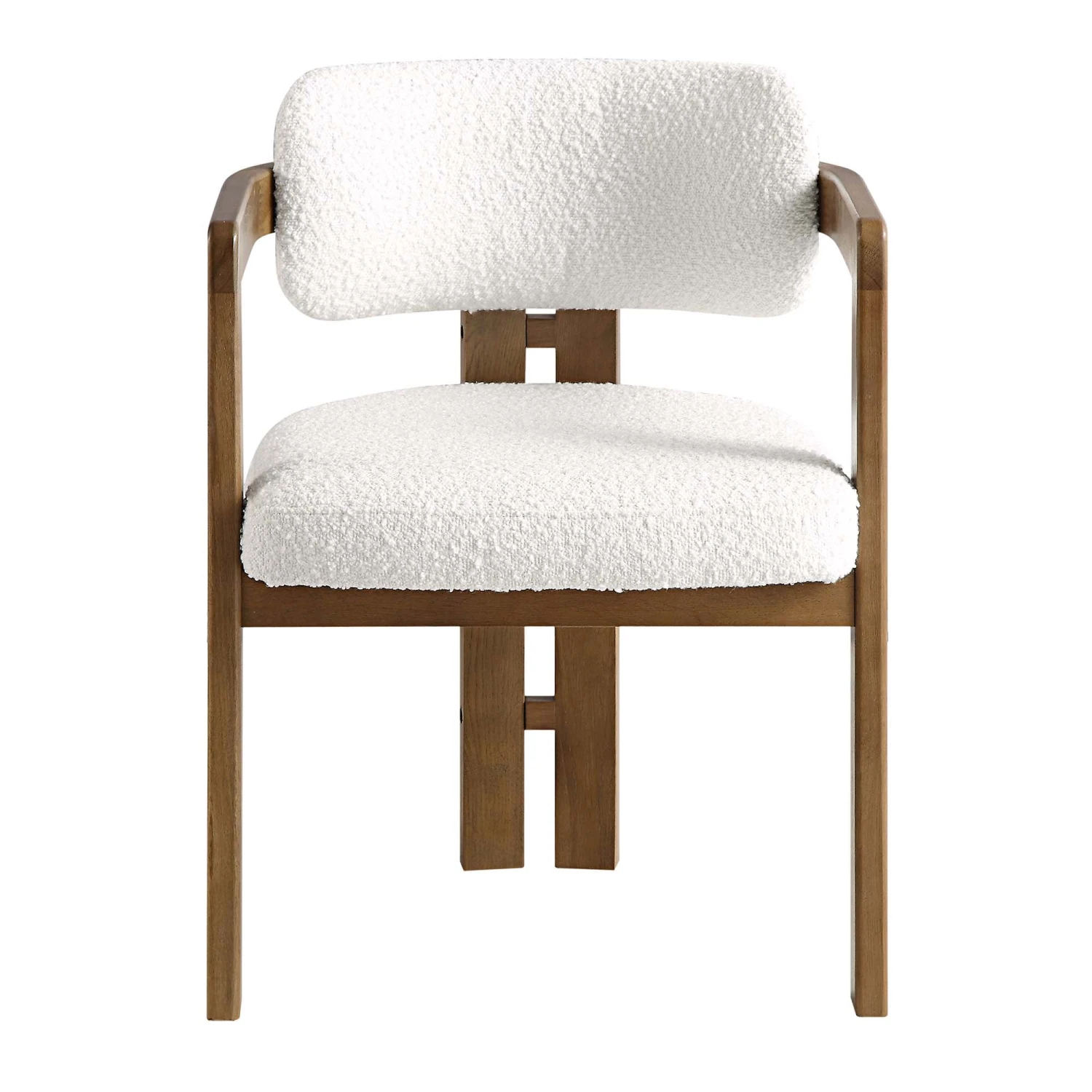 Stanford Curved Oak Frame Upholstered Chair, White Boucle Light Walnut Frame 7 Stanford Curved Oak Frame Upholstered Chair, White Boucle Light Walnut Frame - Image 5