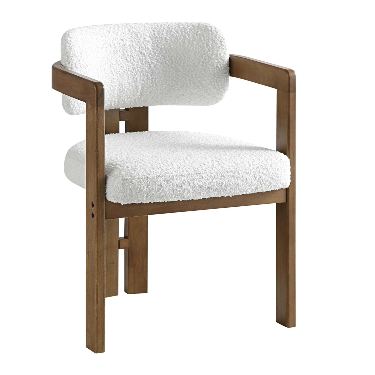 Stanford Curved Oak Frame Upholstered Chair, White Boucle Light Walnut Frame 9 Stanford Curved Oak Frame Upholstered Chair, White Boucle Light Walnut Frame - Image 7