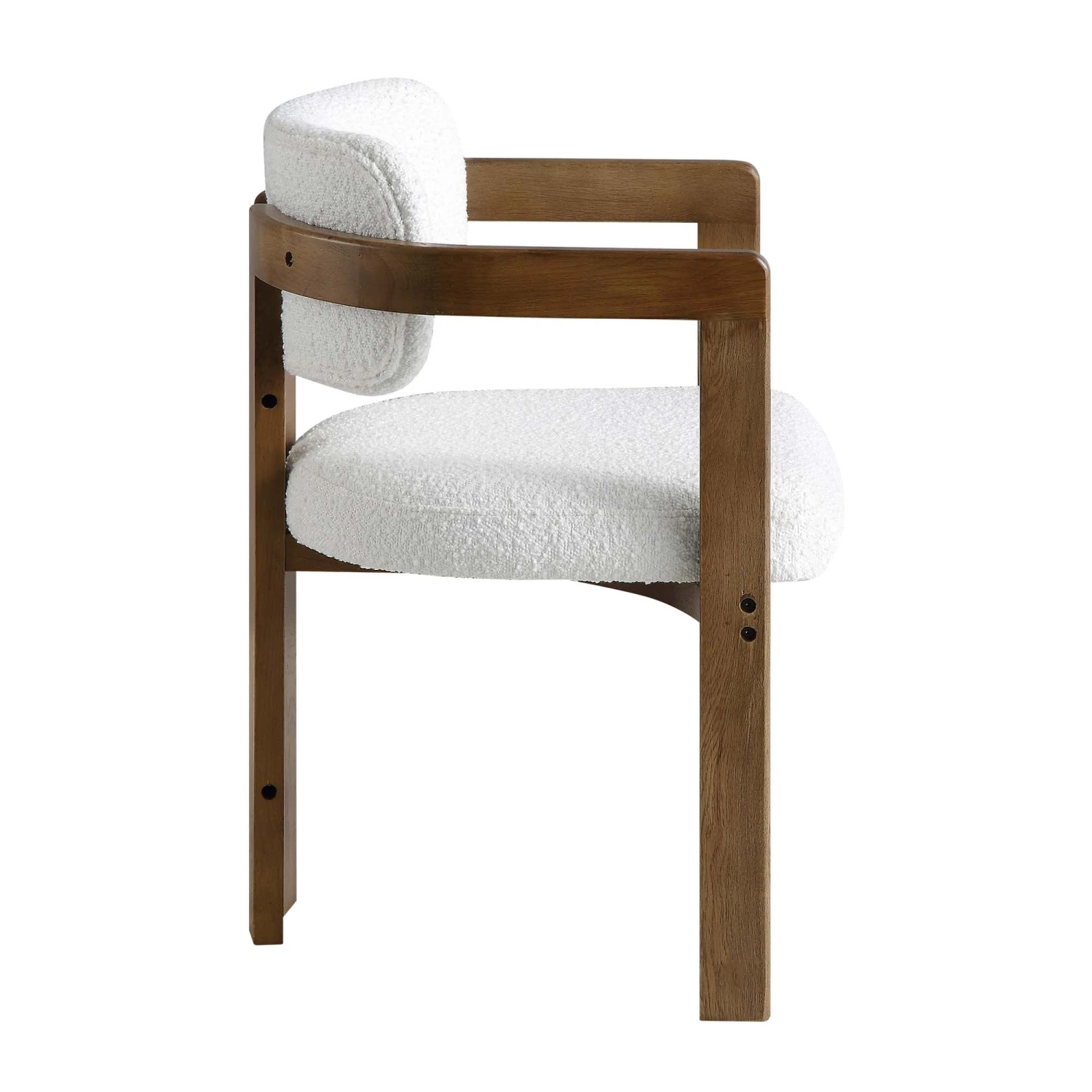 Stanford Curved Oak Frame Upholstered Chair, White Boucle Light Walnut Frame 10 Stanford Curved Oak Frame Upholstered Chair, White Boucle Light Walnut Frame - Image 8