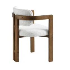 Stanford Curved Oak Frame Upholstered Chair, White Boucle Light Walnut Frame 24 Stanford Curved Oak Frame Upholstered Chair, White Boucle Light Walnut Frame -FINZ Furniture Shop XNDCH 727 WHITE BOUCLE WB4