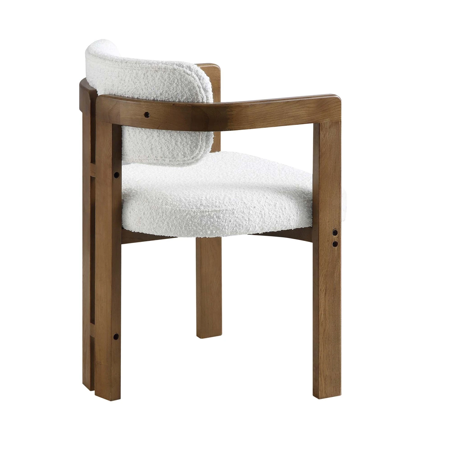 Stanford Curved Oak Frame Upholstered Chair, White Boucle Light Walnut Frame 11 Stanford Curved Oak Frame Upholstered Chair, White Boucle Light Walnut Frame - Image 9