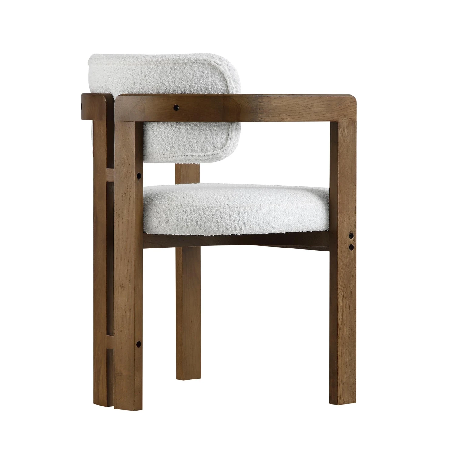 Stanford Curved Oak Frame Upholstered Chair, White Boucle Light Walnut Frame 12 Stanford Curved Oak Frame Upholstered Chair, White Boucle Light Walnut Frame - Image 10