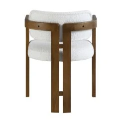 Stanford Curved Oak Frame Upholstered Chair, White Boucle Light Walnut Frame 26 Stanford Curved Oak Frame Upholstered Chair, White Boucle Light Walnut Frame -FINZ Furniture Shop XNDCH 727 WHITE BOUCLE WB6