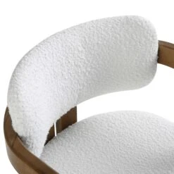 Stanford Curved Oak Frame Upholstered Chair, White Boucle Light Walnut Frame 27 Stanford Curved Oak Frame Upholstered Chair, White Boucle Light Walnut Frame -FINZ Furniture Shop XNDCH 727 WHITE BOUCLE detail1