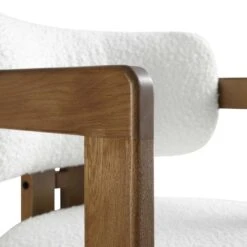 Stanford Curved Oak Frame Upholstered Chair, White Boucle Light Walnut Frame 28 Stanford Curved Oak Frame Upholstered Chair, White Boucle Light Walnut Frame -FINZ Furniture Shop XNDCH 727 WHITE BOUCLE detail2