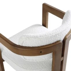 Stanford Curved Oak Frame Upholstered Chair, White Boucle Light Walnut Frame 29 Stanford Curved Oak Frame Upholstered Chair, White Boucle Light Walnut Frame -FINZ Furniture Shop XNDCH 727 WHITE BOUCLE detail3