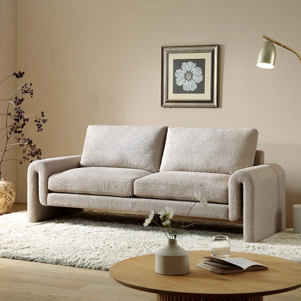 Hampstead Taupe Boucle Curved 3-Seater Sofa 4 Hampstead Taupe Boucle Curved 3-Seater Sofa - Image 2