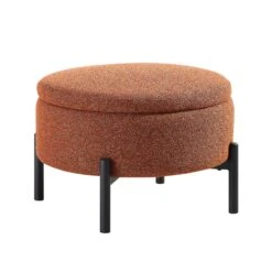 Amboise Round Storage Pouffe, Brick Boucle -FINZ Furniture Shop XRSF 2183 BRICK BOU STOOL WB1