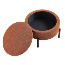 Amboise Round Storage Pouffe, Brick Boucle -FINZ Furniture Shop XRSF 2183 BRICK BOU STOOL WB2