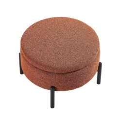 Amboise Round Storage Pouffe, Brick Boucle -FINZ Furniture Shop XRSF 2183 BRICK BOU STOOL WB3