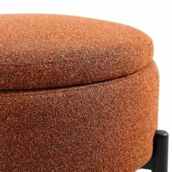 Amboise Round Storage Pouffe, Brick Boucle -FINZ Furniture Shop XRSF 2183 BRICK BOU STOOL detail1