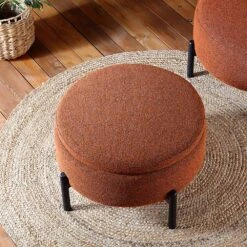Amboise Round Storage Pouffe, Brick Boucle -FINZ Furniture Shop XRSF 2183 BRICK BOU STOOL scene2