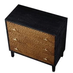 Bianca Chip Carved 3 Drawer Chest, Antique Bronze & Black -FINZ Furniture Shop XXCOD 008 GOLD BLACK WB4