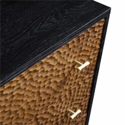 Bianca Chip Carved 3 Drawer Chest, Antique Bronze & Black -FINZ Furniture Shop XXCOD 008 GOLD BLACK detail1