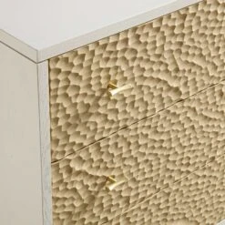 Bianca Chip Carved 3 Drawer Chest, Sand Beige & Ivory -FINZ Furniture Shop XXCOD 008 TAUPE WHITE detail1