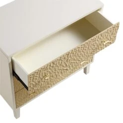 Bianca Chip Carved 3 Drawer Chest, Sand Beige & Ivory -FINZ Furniture Shop XXCOD 008 TAUPE WHITE detail2