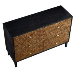 Bianca Chip Carved 6 Drawer Chest, Antique Bronze & Black -FINZ Furniture Shop XXCOD 010 GOLD BLACK WB4