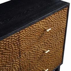 Bianca Chip Carved 6 Drawer Chest, Antique Bronze & Black -FINZ Furniture Shop XXCOD 010 GOLD BLACK detail1