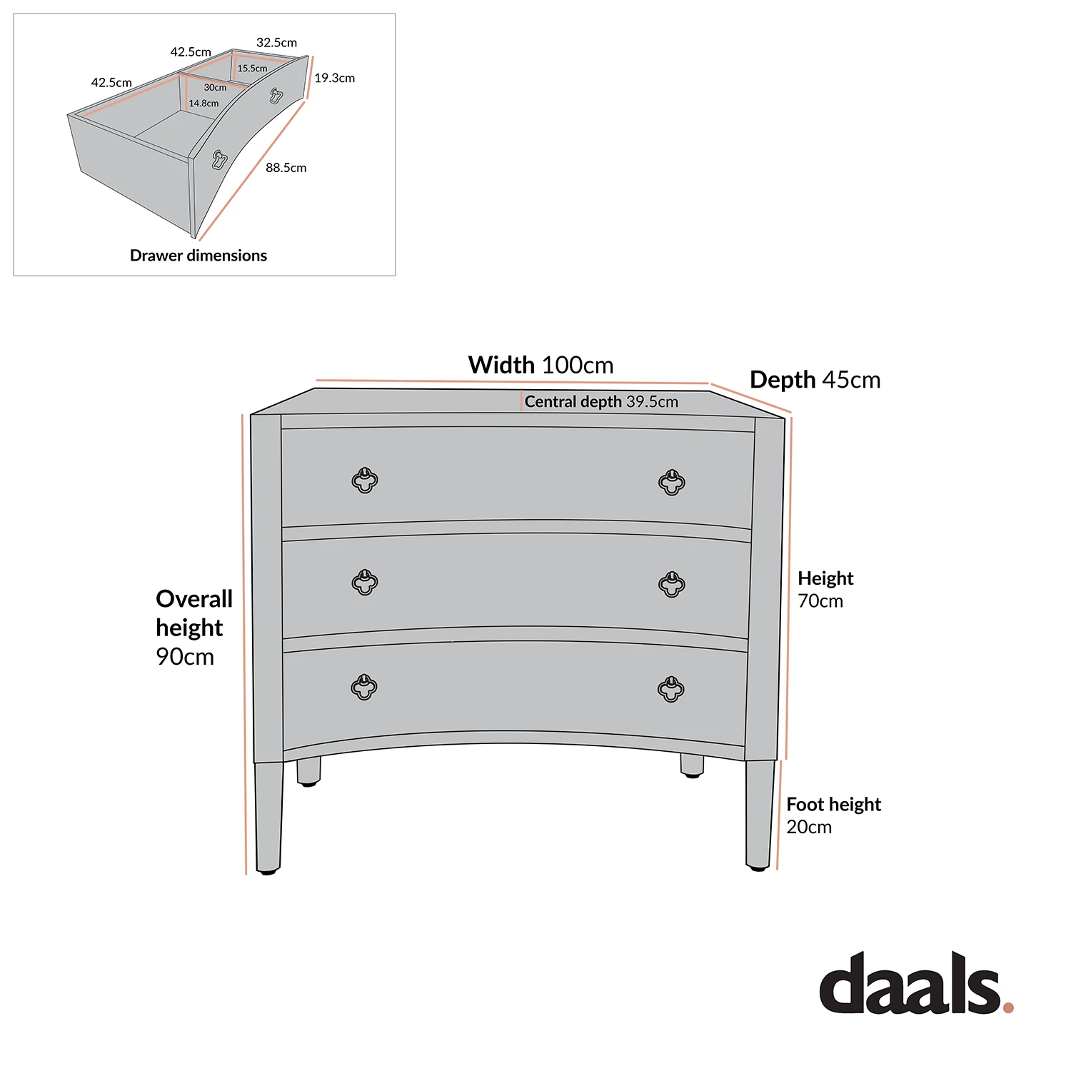 Thalia Concave Chest Of Drawers, Washed White 8 Thalia Concave Chest Of Drawers, Washed White - Image 6