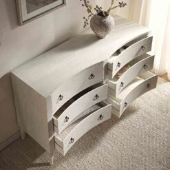 Thalia Concave Double Chest Of Drawers, Washed White -FINZ Furniture Shop XXCOD 024 WHITEWASH scene2