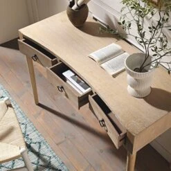 Thalia Concave Dressing Table, Natural -FINZ Furniture Shop XXDSK 022 NAT scene2