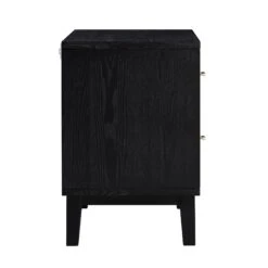 Bianca Chip Carved Bedside Table, Antique Bronze & Black -FINZ Furniture Shop XXNS 007 GOLD BLACK WB5