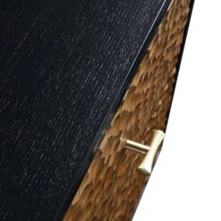 Bianca Chip Carved Bedside Table, Antique Bronze & Black -FINZ Furniture Shop XXNS 007 GOLD BLACK detail4